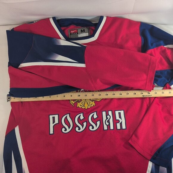 Olympic Team Nike M Medium Russia Ice Hockey Jersey Red Blue Embroidery National - Picture 9 of 15